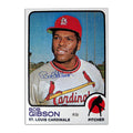 Autographed Bob Gibson 1973 Topps Baseball Card Blowup 10x14 Unframed Reprint.