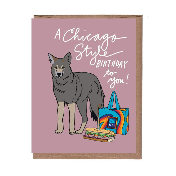 Chicago Coyote Birthday Card