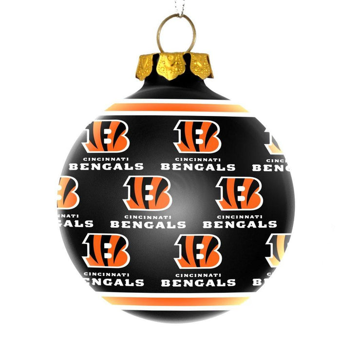 Cincinnati Bengals Repeat Print Glass Ball Ornament