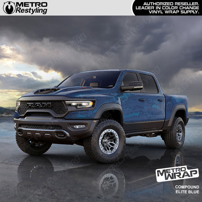 Compound Blue Camo vinyl truck wrap