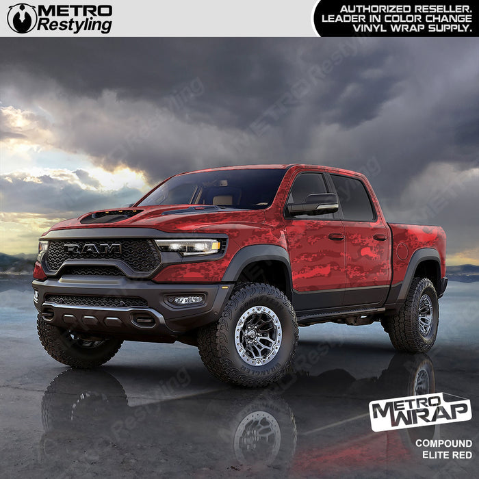 Compound Red Camo vinyl truck wrap