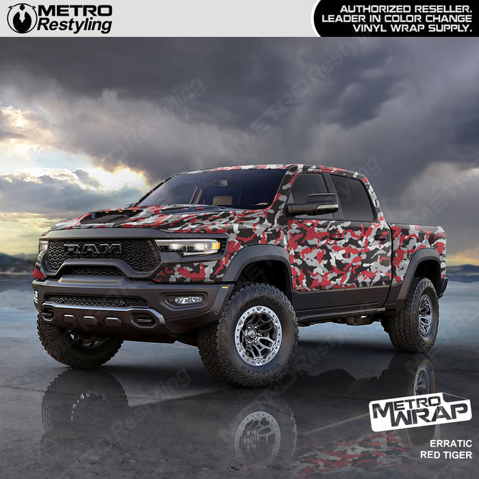 Red Tiger Camo Vinyl Truck Wrap