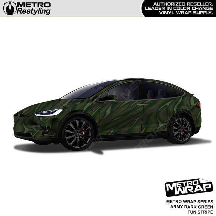 Metro Wrap Fun Stripe Army Dark Green Camouflage Vinyl Film