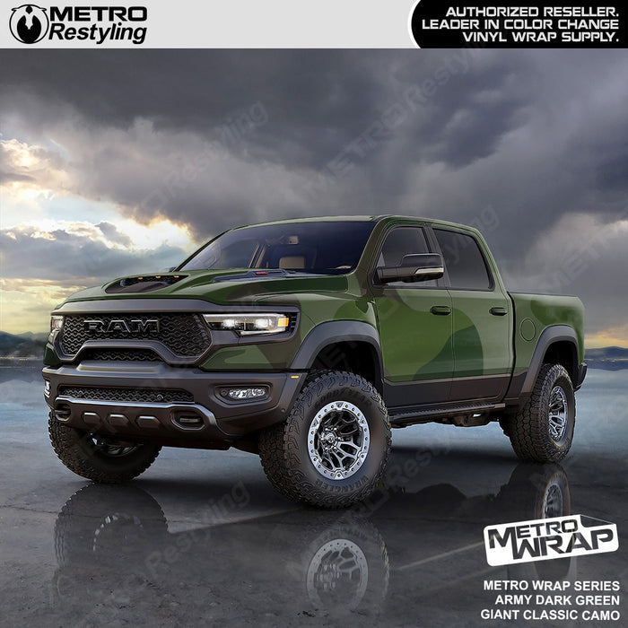 Metro Wrap Giant Classic Army Dark Green Camouflage Vinyl Film