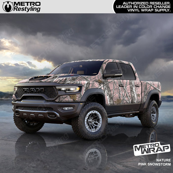 pink snowstorm truck wrap