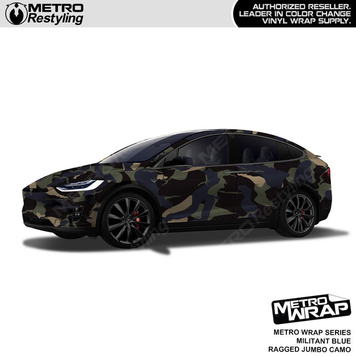 Metro Wrap Jumbo Ragged Militant Blue Camouflage Vinyl Film