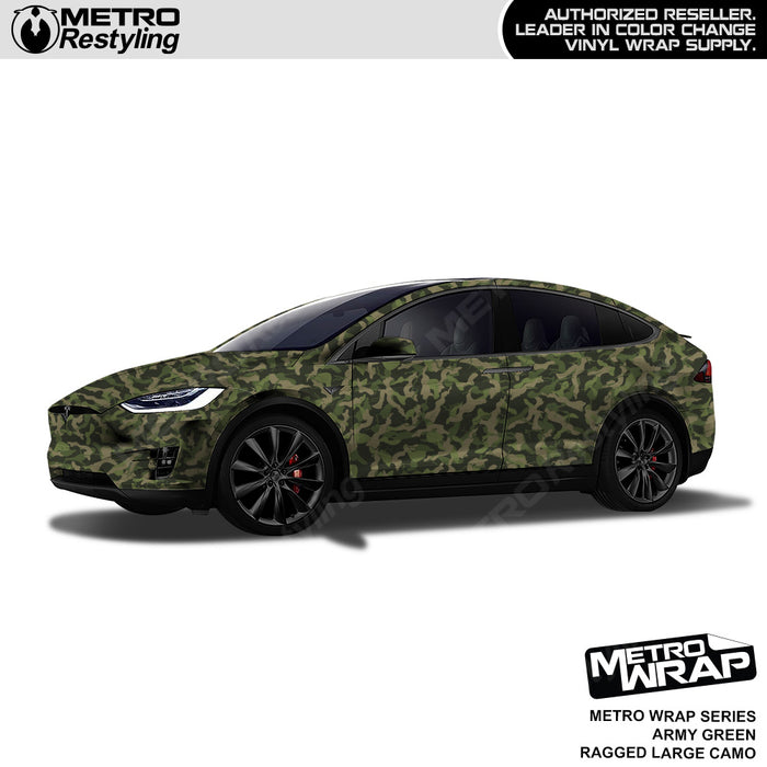 Metro Wrap Large Ragged Army Green Camouflage Vinyl Film