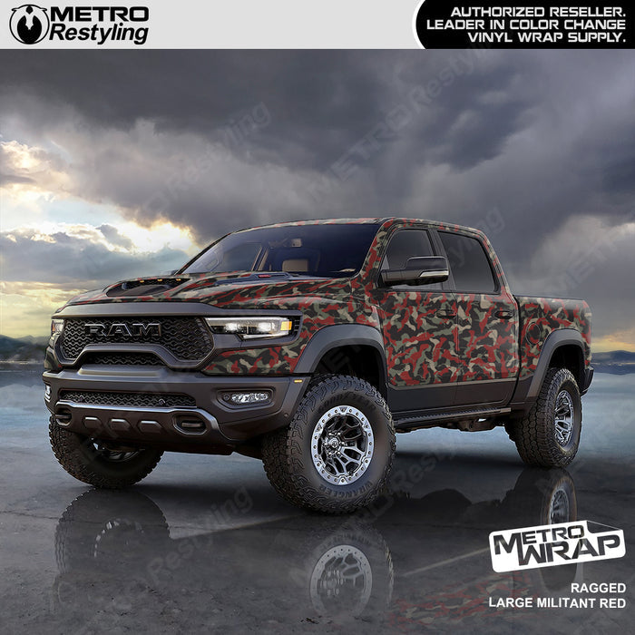 Ragged Militant Red Camo vinyl truck wrap