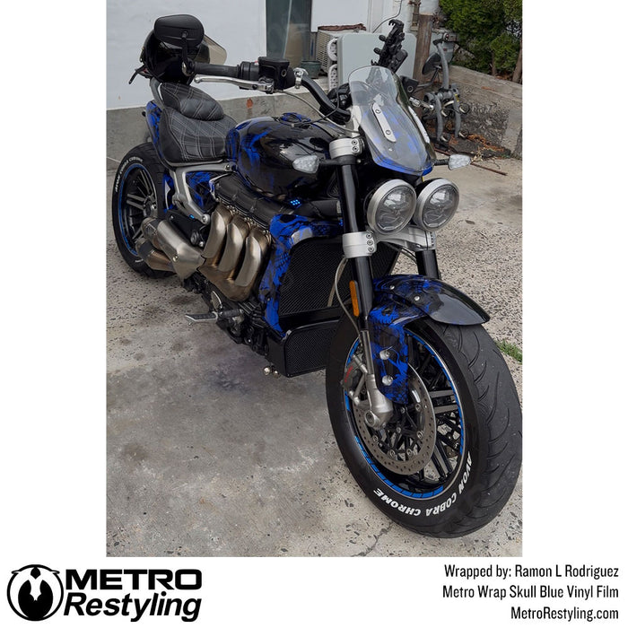 Metro Wrap Skull Blue Vinyl Film