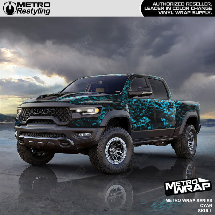 Metro Wrap Skull Cyan Truck Wrap