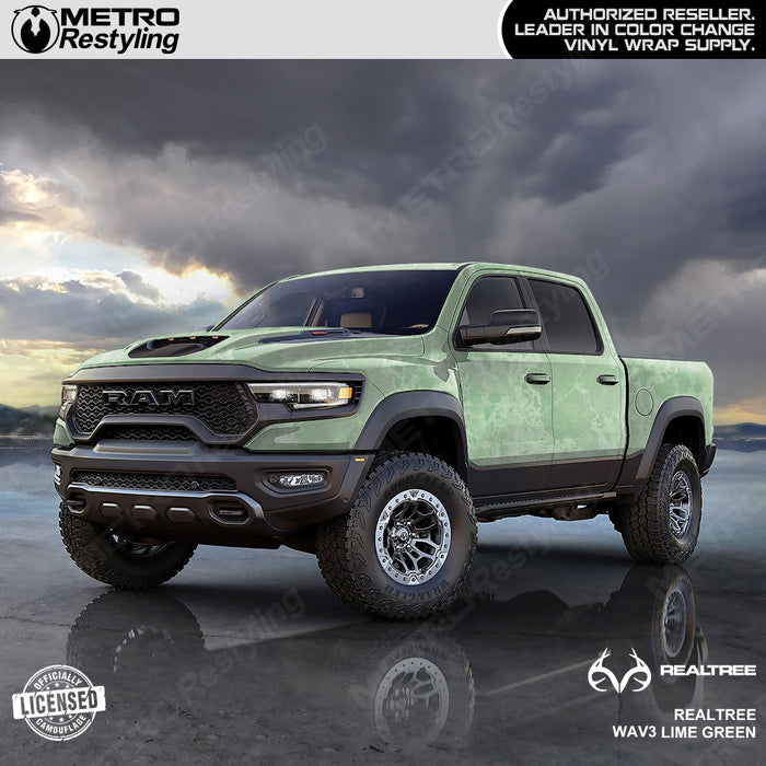 Realtree WAV3 Lime Green Camo Truck Wrap Film