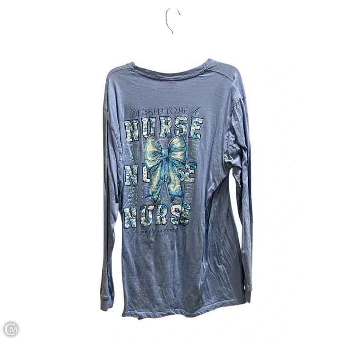 Top Long Sleeve Basic By Simply Southern In Blue, Size: Xl